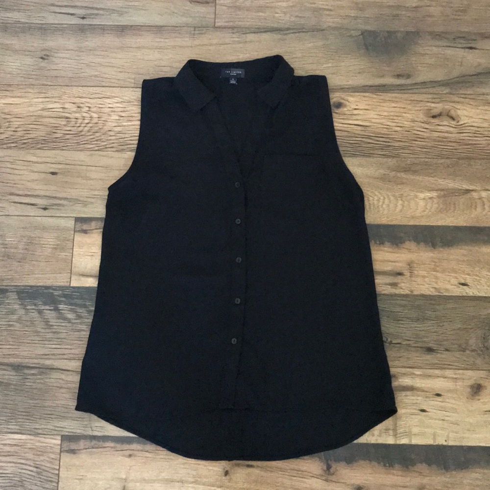 The Limited Sleeveless black button down top